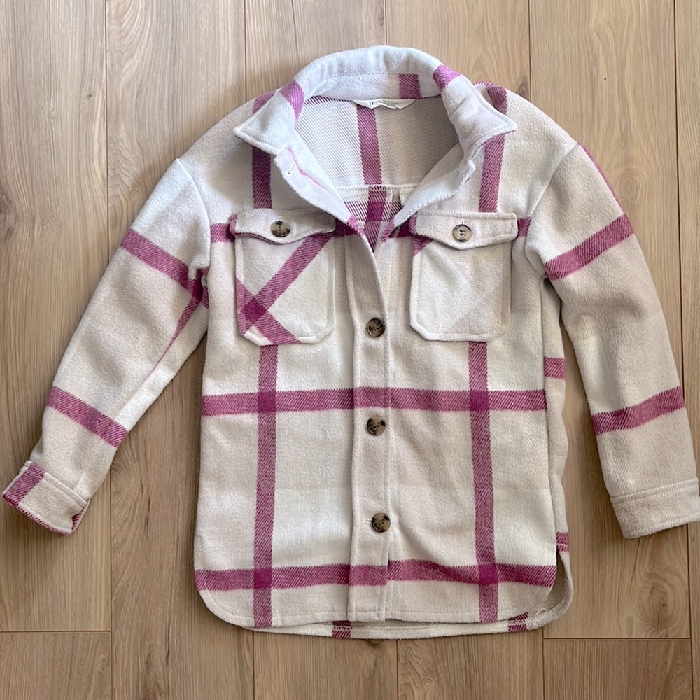 H&M Kids Plaid Jacket - Cream and Pink